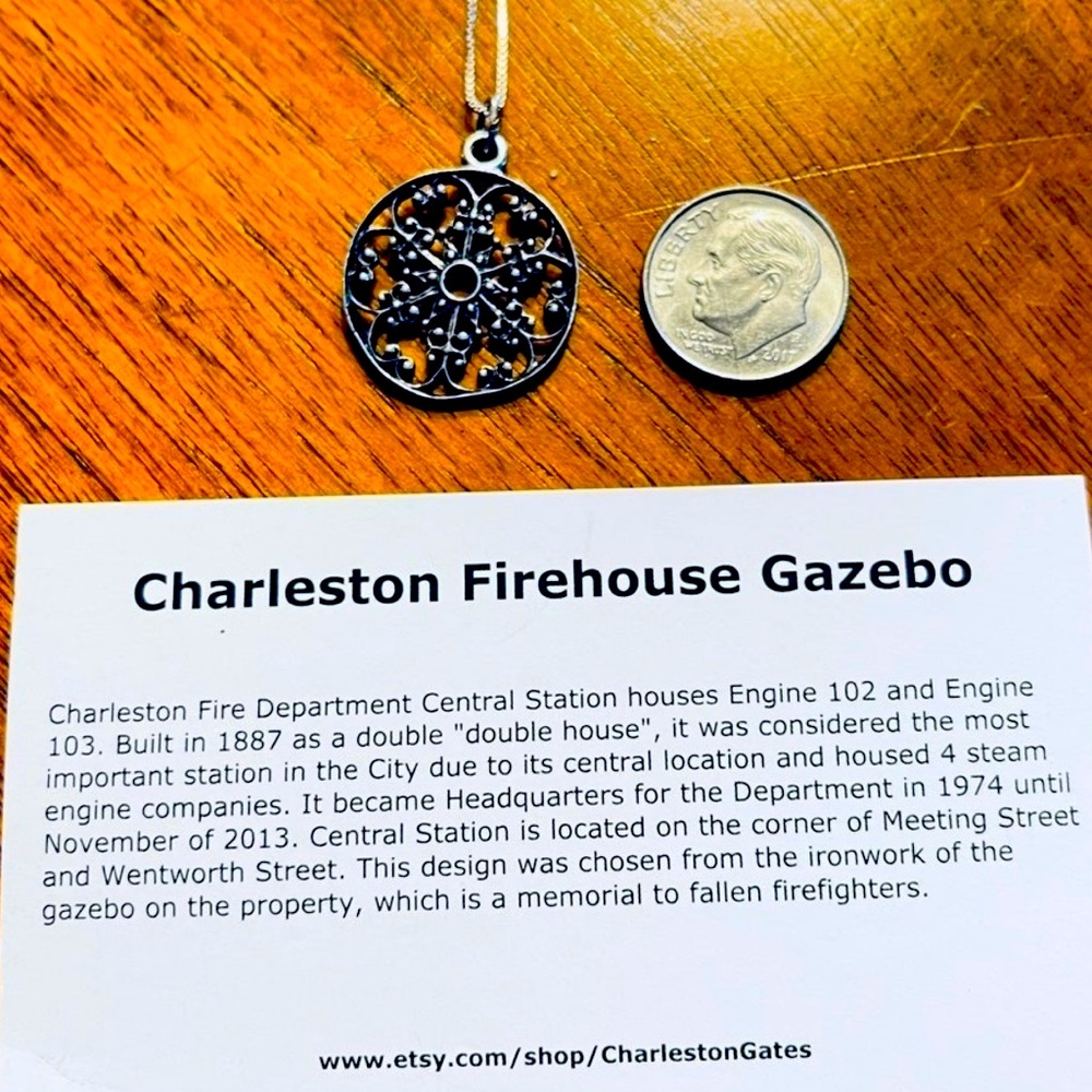 Charleston gate firehouse charm & necklace silver popular new
